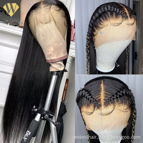 WKS Wolesale Top grade HD Full Lace wigs,Virgin hair wig,Unprocessed 30 inch Brazilian human hair lace front wigs with baby hair